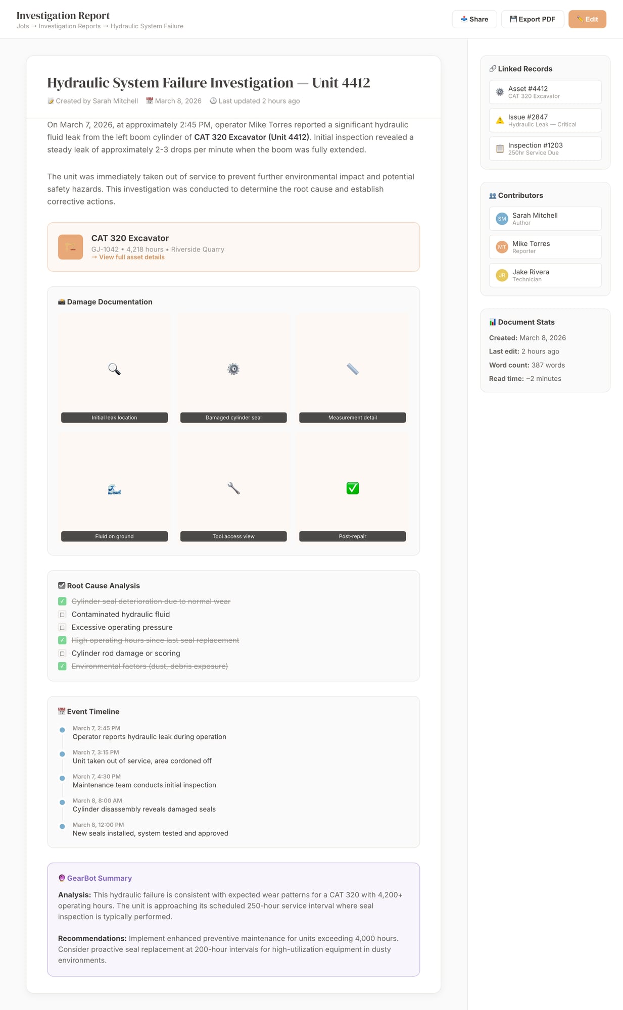 Jot investigation report
